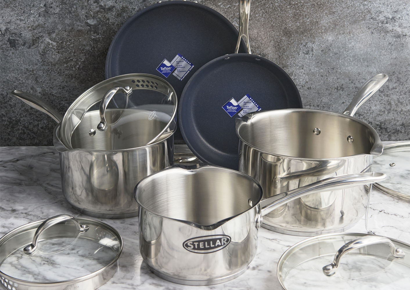 Stellar 7000 5 Piece Draining Saucepan Set