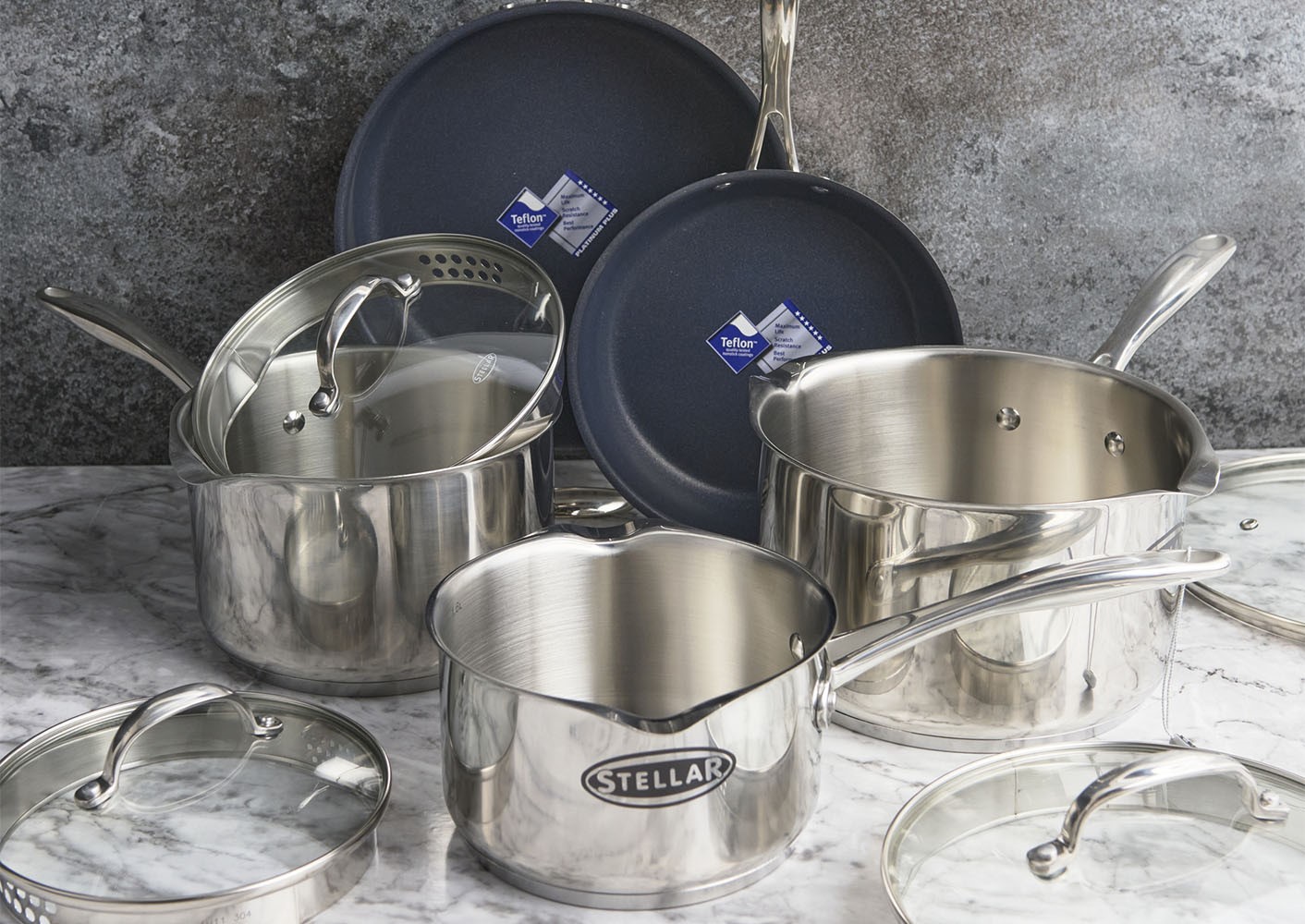 Stellar 7000 5 Piece Draining Saucepan Set