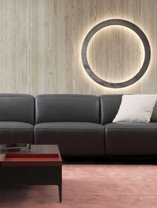 grey leather fabbrica 3 seater sofa in a modern livingroom