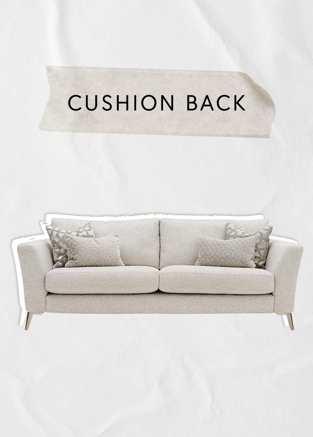 A cream coloured fabric sofa with cushion back