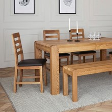 close up the classic solvi wooden dining set including 4 chairs and bench