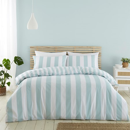 Catherine Lansfield Cove Stripe Seafoam Duvet Set Image