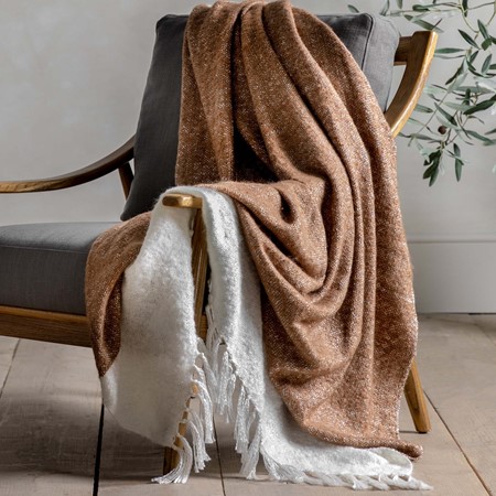 Tan Faux Mohair Throw primary image
